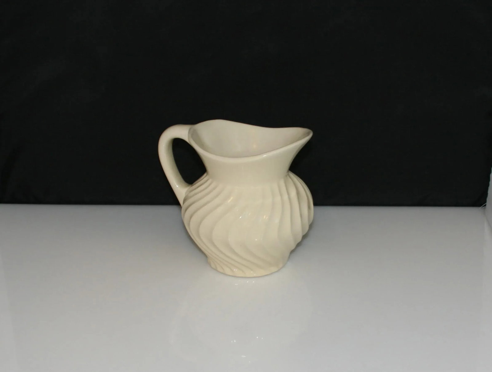 Vintage Fioriware Zanesville Art Pottery Pitcher Cream Color Swirl Design - 5