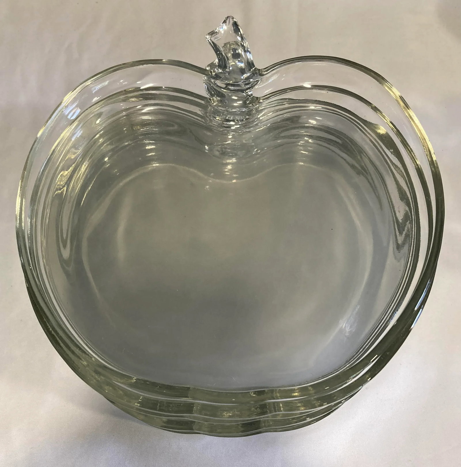Mid 20th Century Clear Glass Apple Plates- Set of 8 - 4