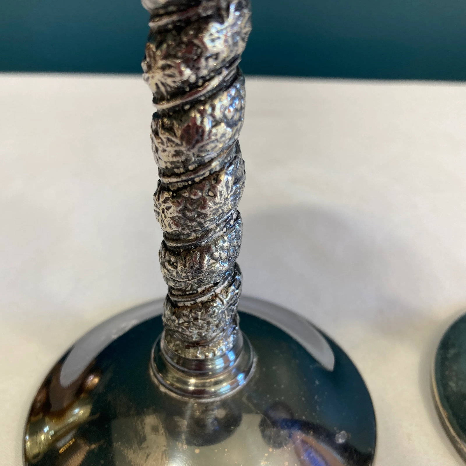 Vintage Silver Twisted Candlesticks, Set of 2 - 4