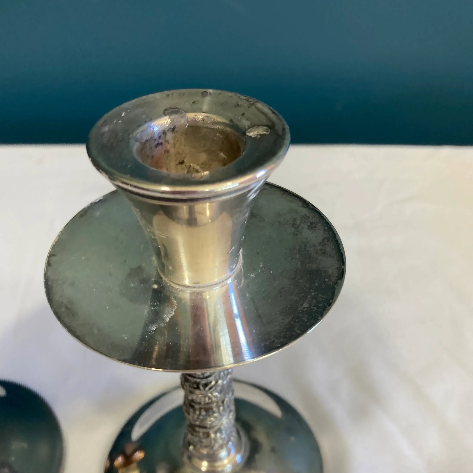 Vintage Silver Twisted Candlesticks, Set of 2 - 5