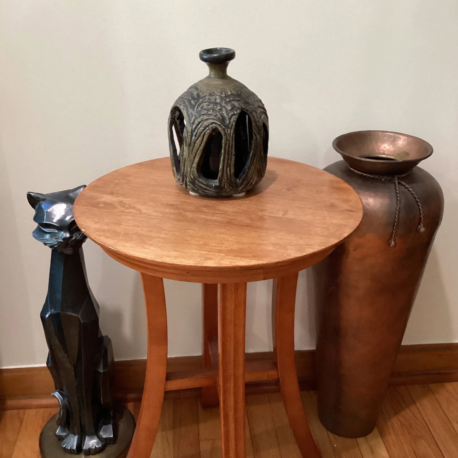Mid-Century Modern Double Walled Handcrafted Stoneware Sculpture Vase - 10