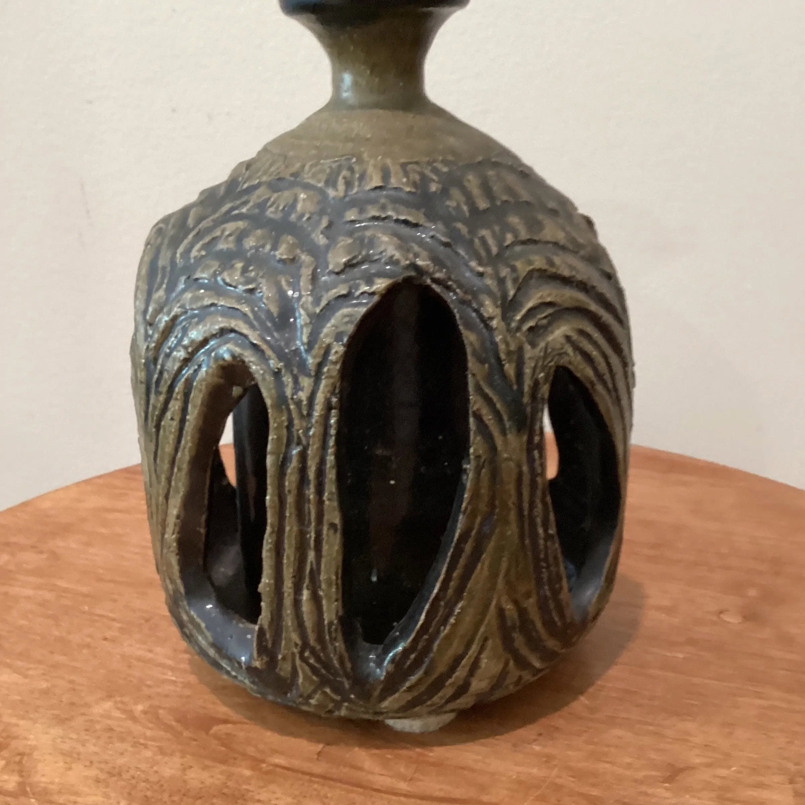 Mid-Century Modern Double Walled Handcrafted Stoneware Sculpture Vase - 4