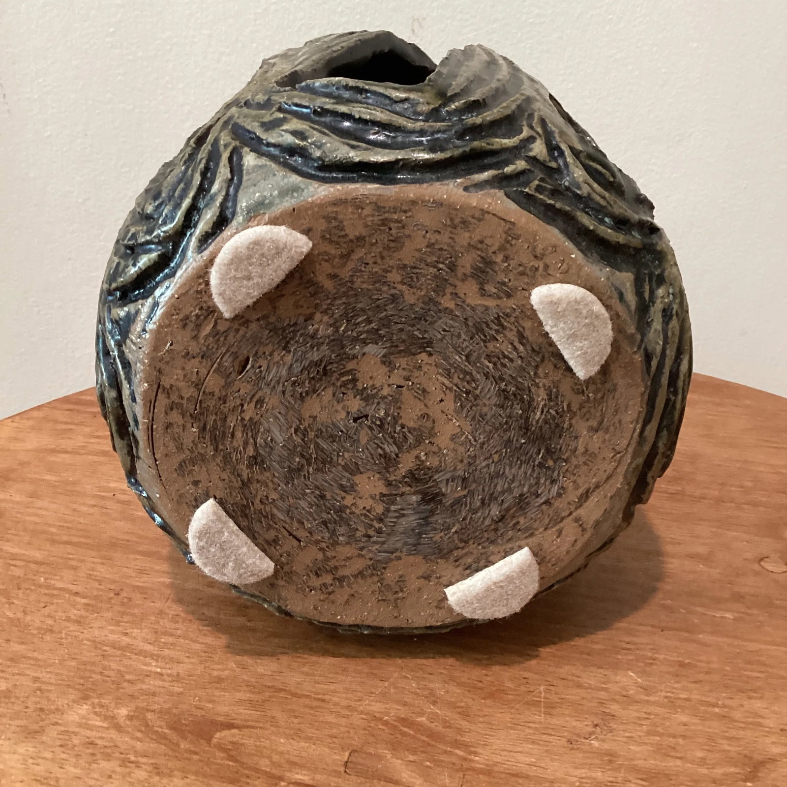 Mid-Century Modern Double Walled Handcrafted Stoneware Sculpture Vase - 7