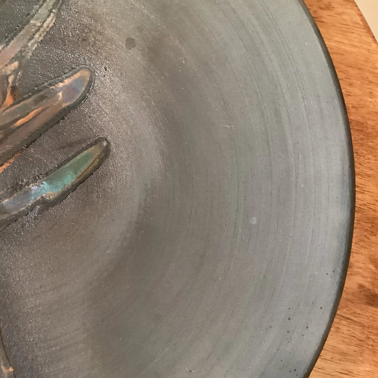 Mid 20th Century Tony Evans Raku Pottery Studio Pottery Centerpiece Bowl With Enameled Asian Calligr - 4