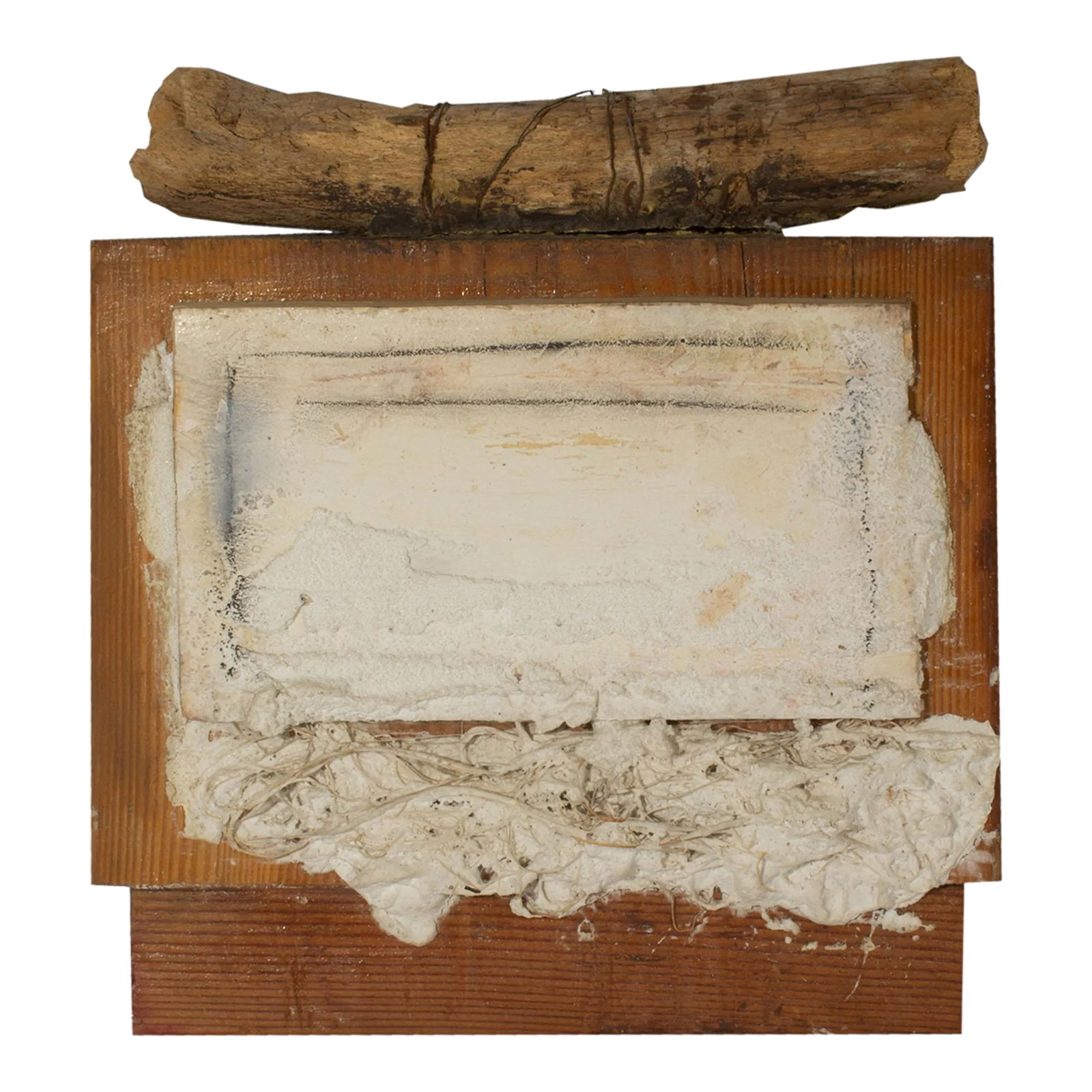 "Constructing Memory Vii" Mixed Media Wall Assemblage by Juliet Holland: A mixed media wall assemblage titled Constructing Memory VII by American artist Juliet Holland (1937-2017). Signed, titled, and dated verso, the work is constructed of wood pieces with wire wrapped