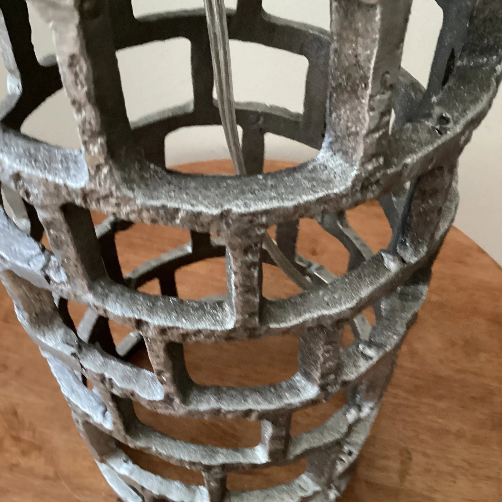 20th Century Modern Brutalist Style Cylinder Shape Iron Lamp Geometric Pattern - 3