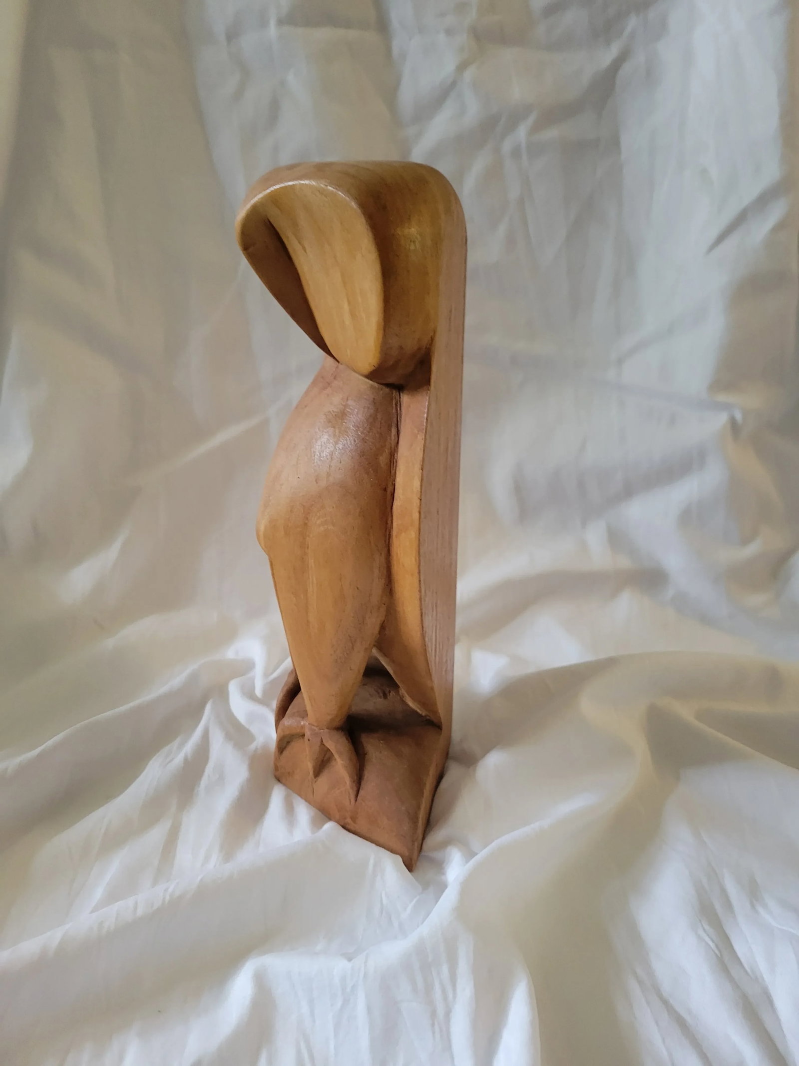 1980s Modernist Carved Wooden Owl Figure - 2
