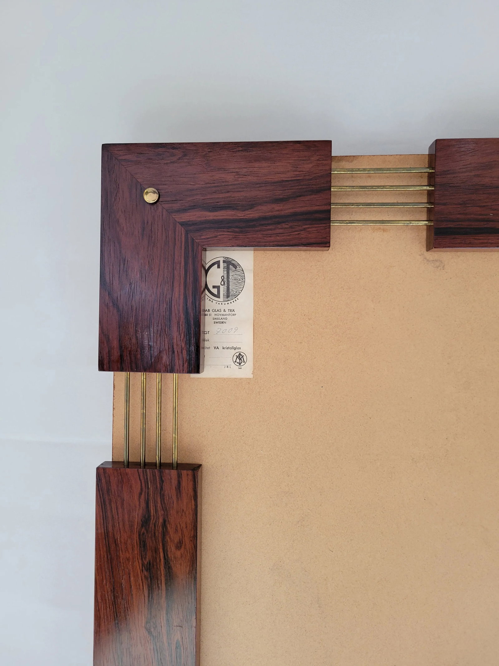 1950s Rosewood Mirror Frame by Glas & Tra, Hovmantorp, Sweden - 3
