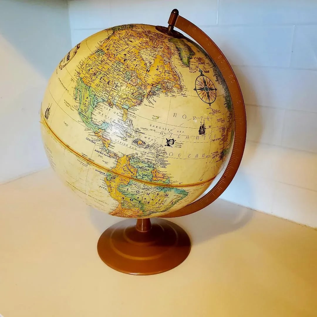 Vintage Replogle World Globe With Metal Base - 10