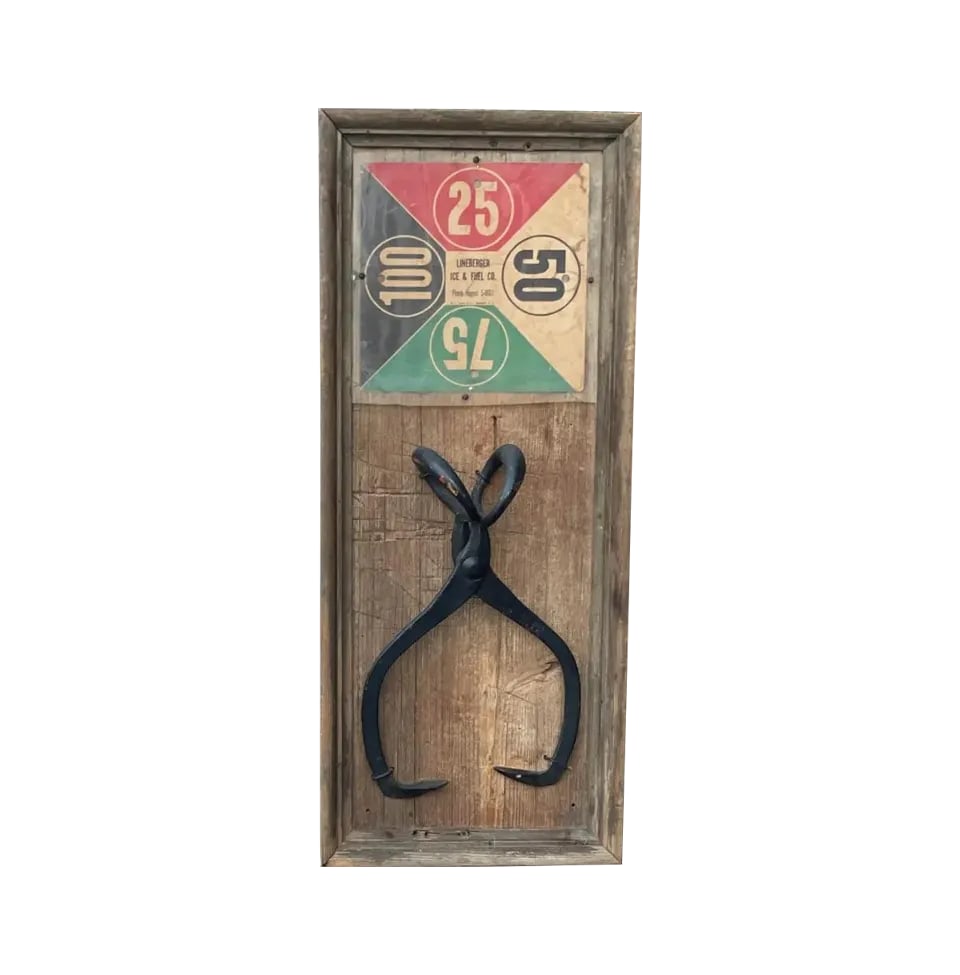 Early 20th Century Handmade Rustic Antique Sign for "Lineberger Ice & Fuel Co" in Gastonia,N.C.: Antique worn & aged handmade wooden & found materials folk art sign advertising the business of " Lineberger Ice & Fuel"in Gastonia North Carolina. This sign is handmade by someone who likely wasn't