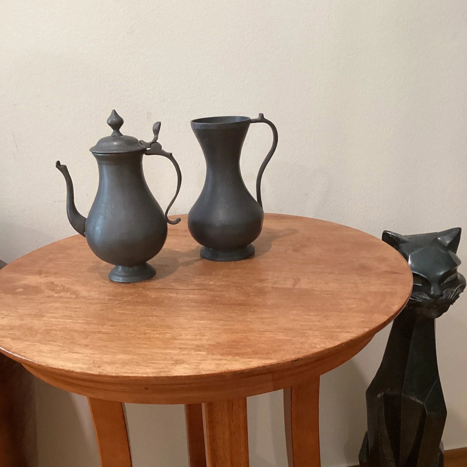 Vintage Foca Oosterbeek Netherlands Pewter Pitcher and Coffee Pot Set- 2 Pieces - 12