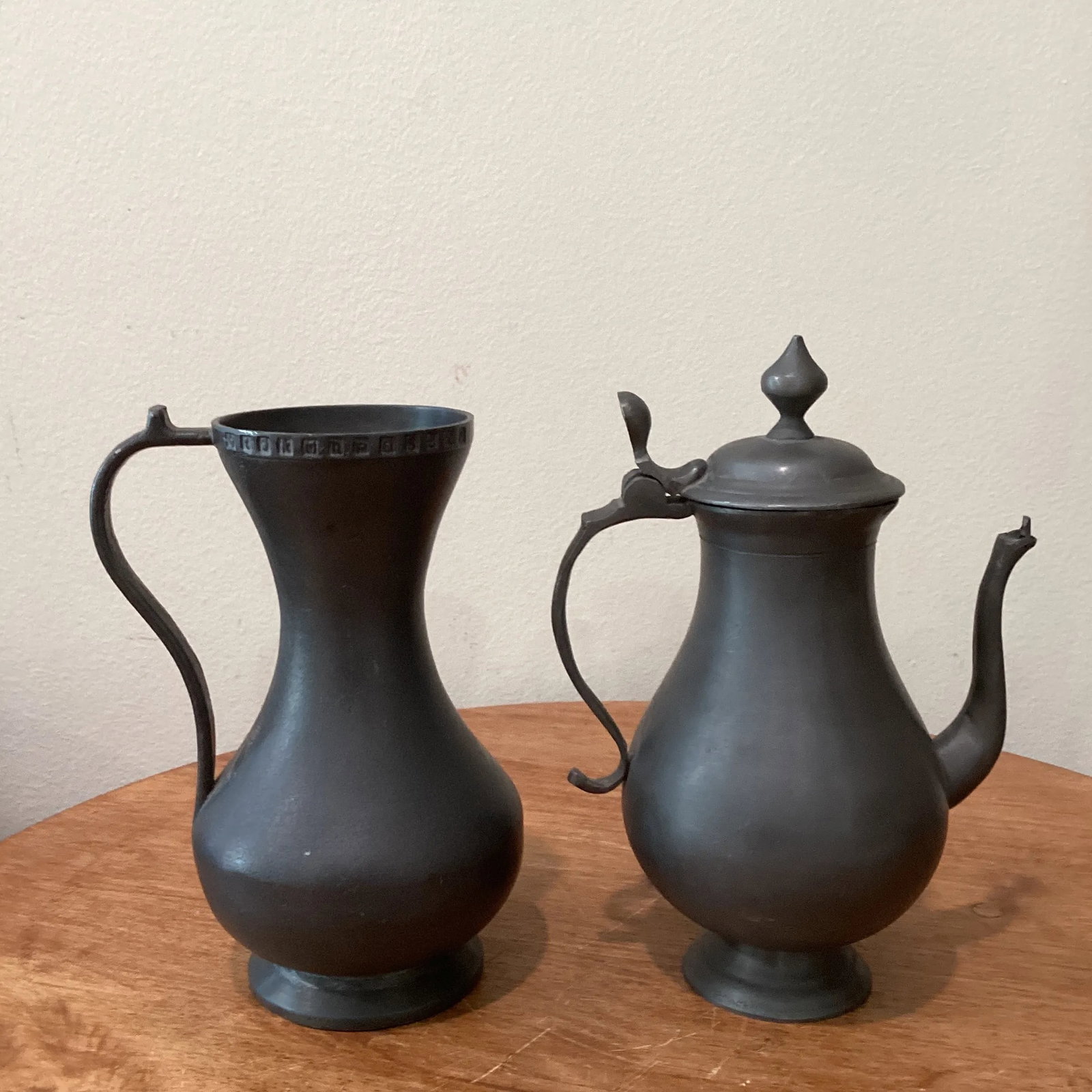Vintage Foca Oosterbeek Netherlands Pewter Pitcher and Coffee Pot Set- 2 Pieces - 2