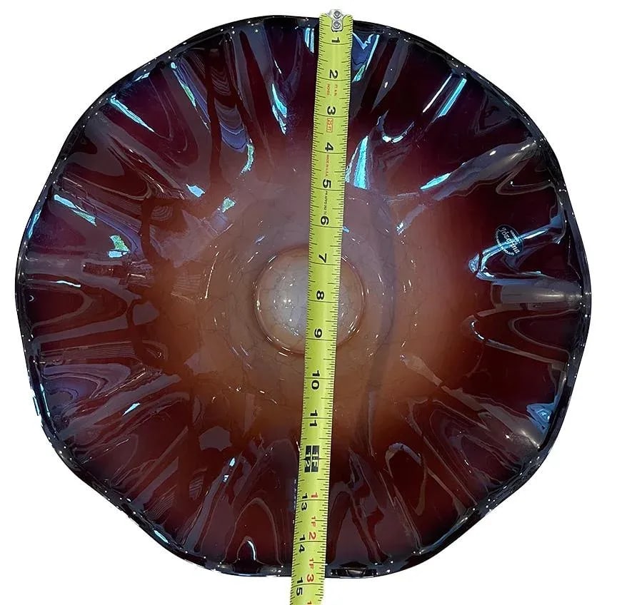 Late 20th Century Vintage Hand-Blown Jozefina Ruffled Art Glass Plum- and Champagne-Colored Bowl - 8
