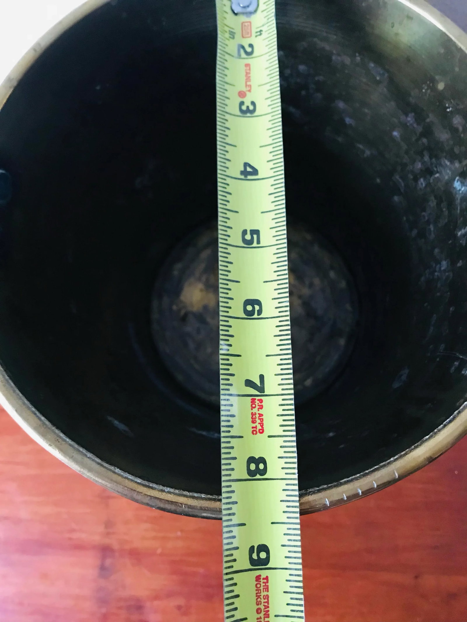 Charming Geometric Etched Vintage Brass Water Bucket - 8