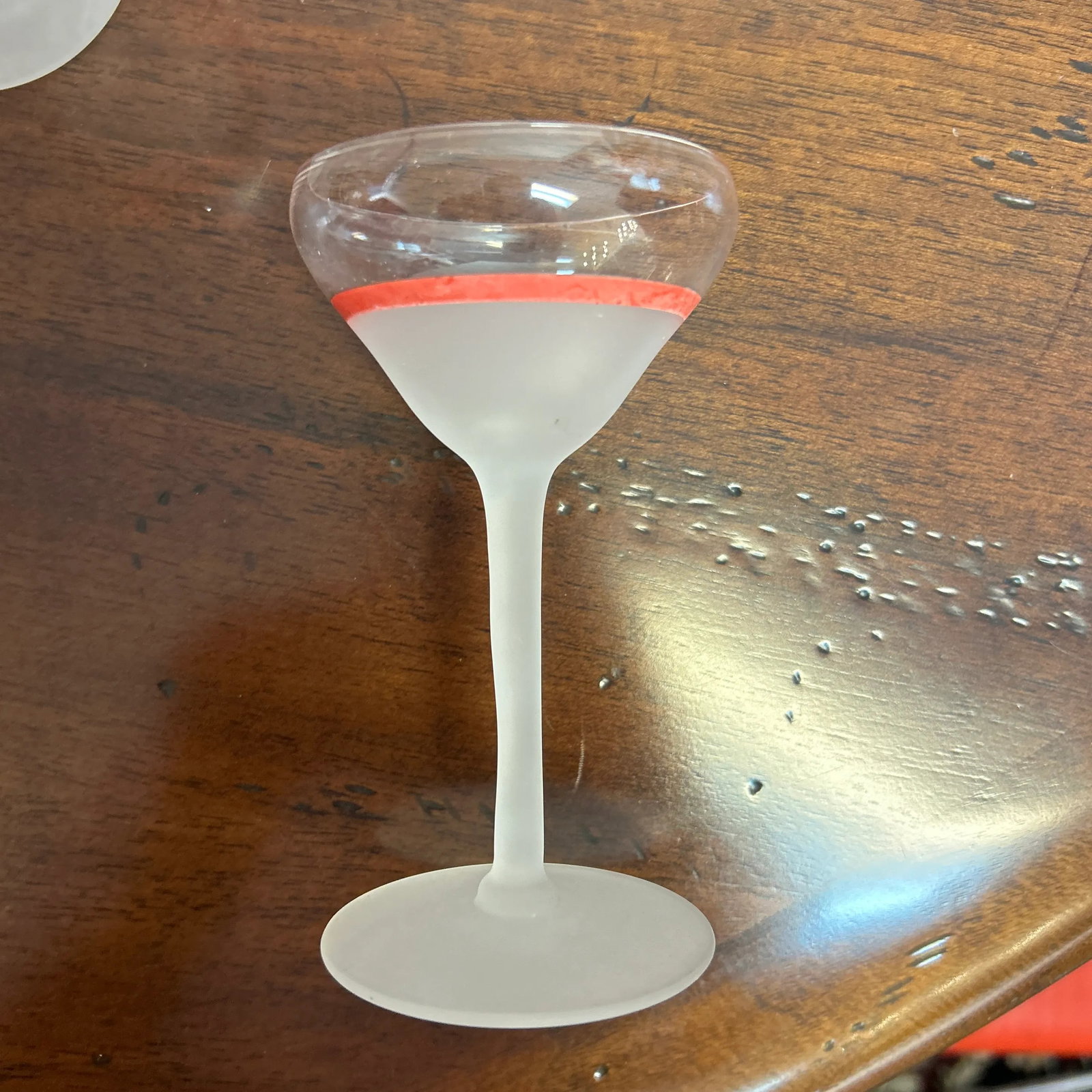 Transparent Frosted and Red Cocktail Glasses Set of 8 - 4