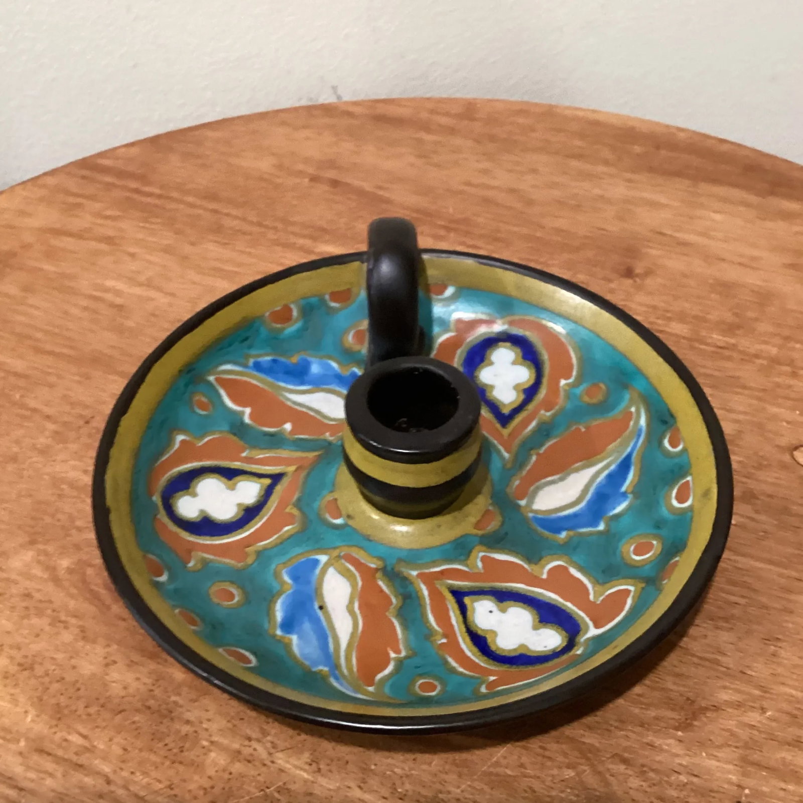 Antique Art Nouveau Studio Gouda Pottery Candleholder Holland Circa 1920s - 2