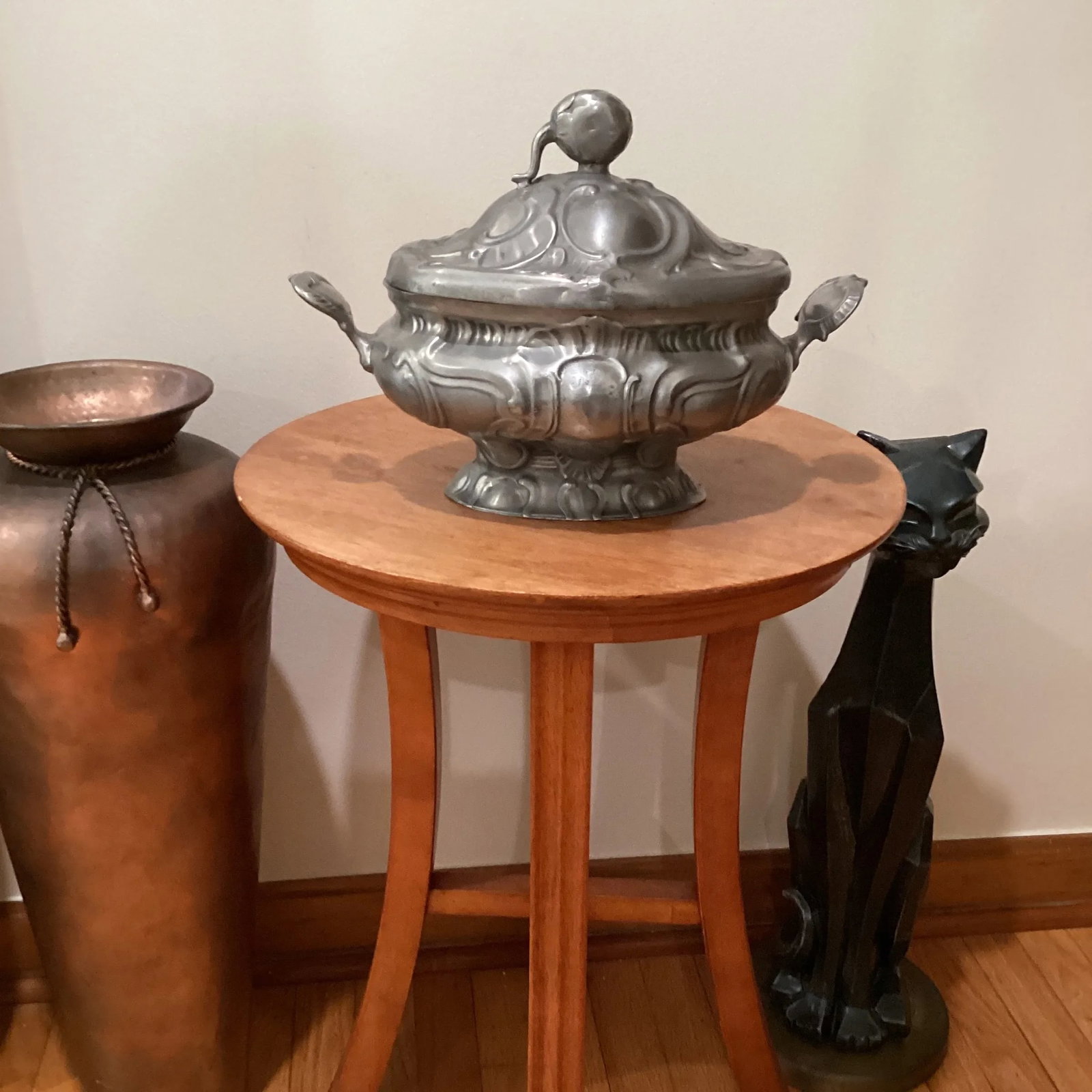 Antique 19th Century Rococo Style Pewter Tureen Angel Mark Germany - 12