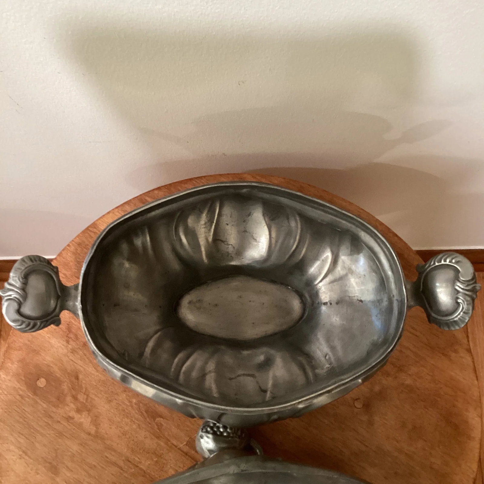 Antique 19th Century Rococo Style Pewter Tureen Angel Mark Germany - 5