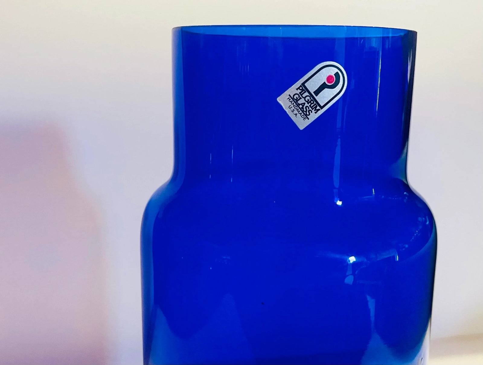 Vintage Pilgrim Glass Cobalt Blue Handmade Vase - 3