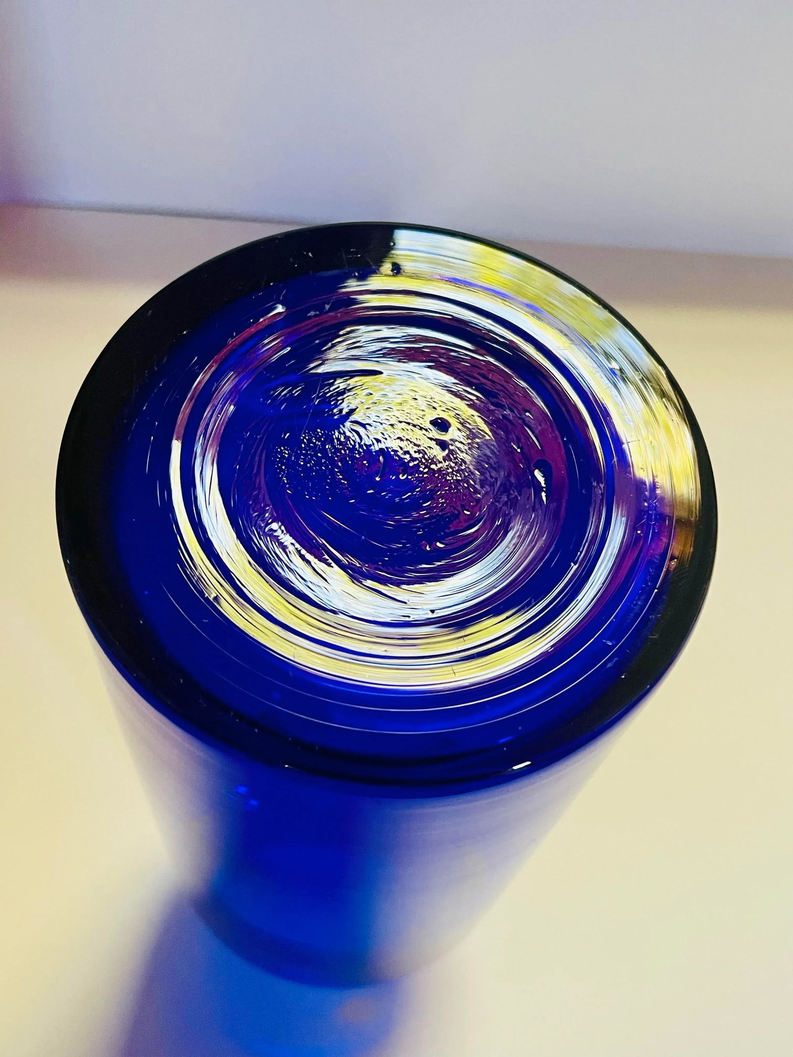 Vintage Pilgrim Glass Cobalt Blue Handmade Vase - 7