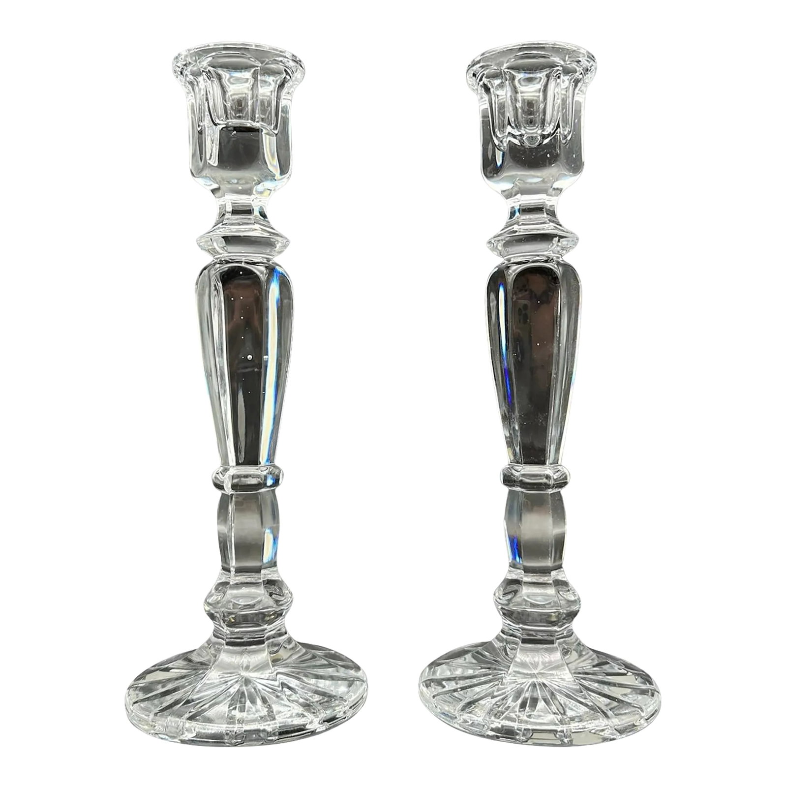 Vintage Crystal Candlestick Holders a Pair: Add a touch of elegance and sophistication to any room with these vintage crystal candlestick holders. Handmade with care in Russia, these candle holders have a traditional style and shiny finish that