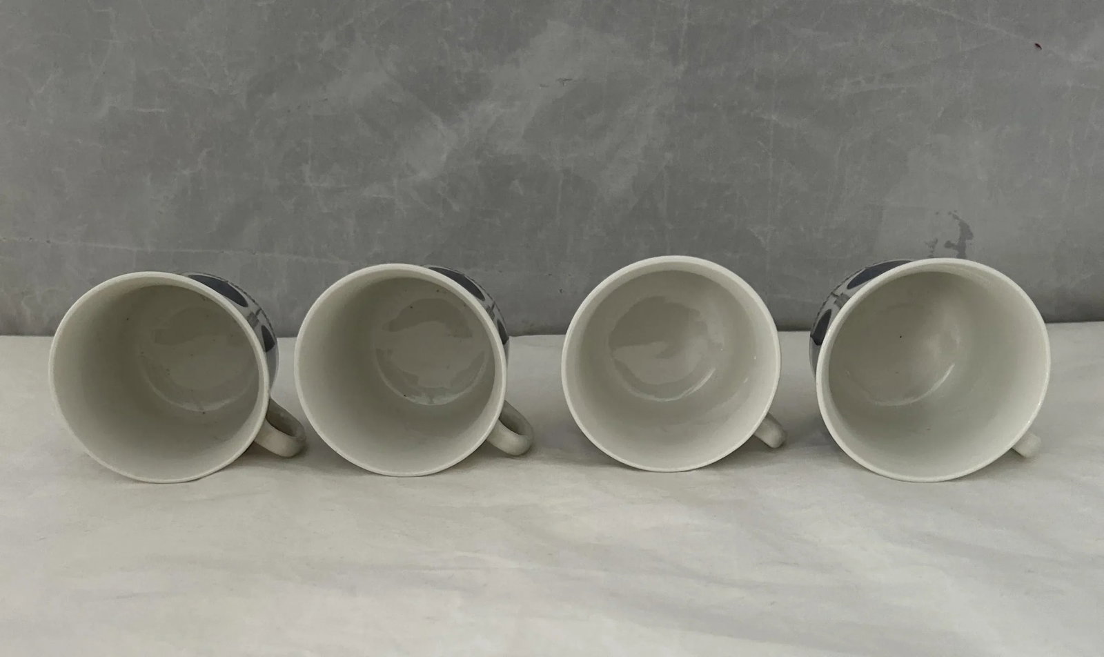 1960s Vintage Upsala Ekeby Swedish Blue Groblad Porcelain Cups & Saucers Set- 8 Pieces - 7