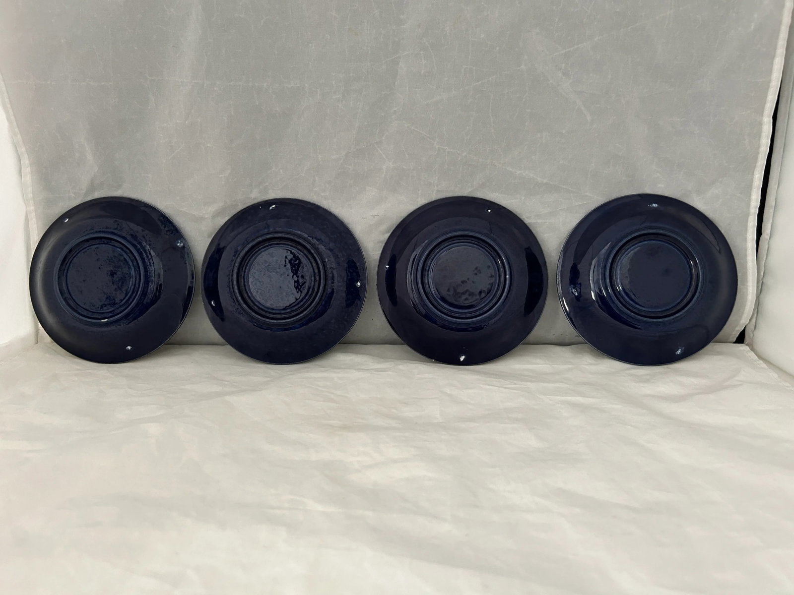 1960s Vintage Upsala Ekeby Swedish Blue Groblad Porcelain Cups & Saucers Set- 8 Pieces - 9