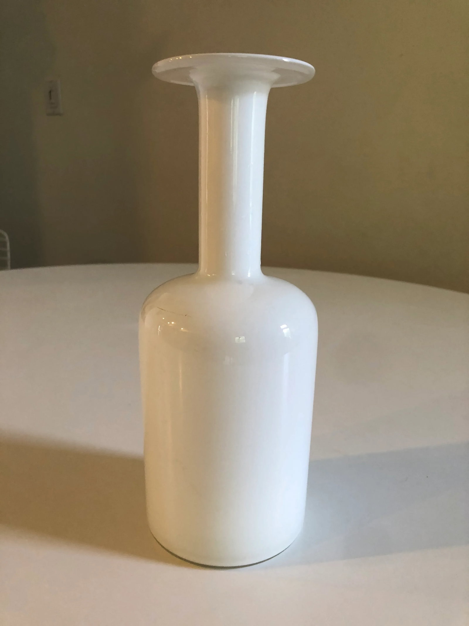 Vintage Holmegaard Kastrup Vase by Otto Brauer White Glass 10" - 3