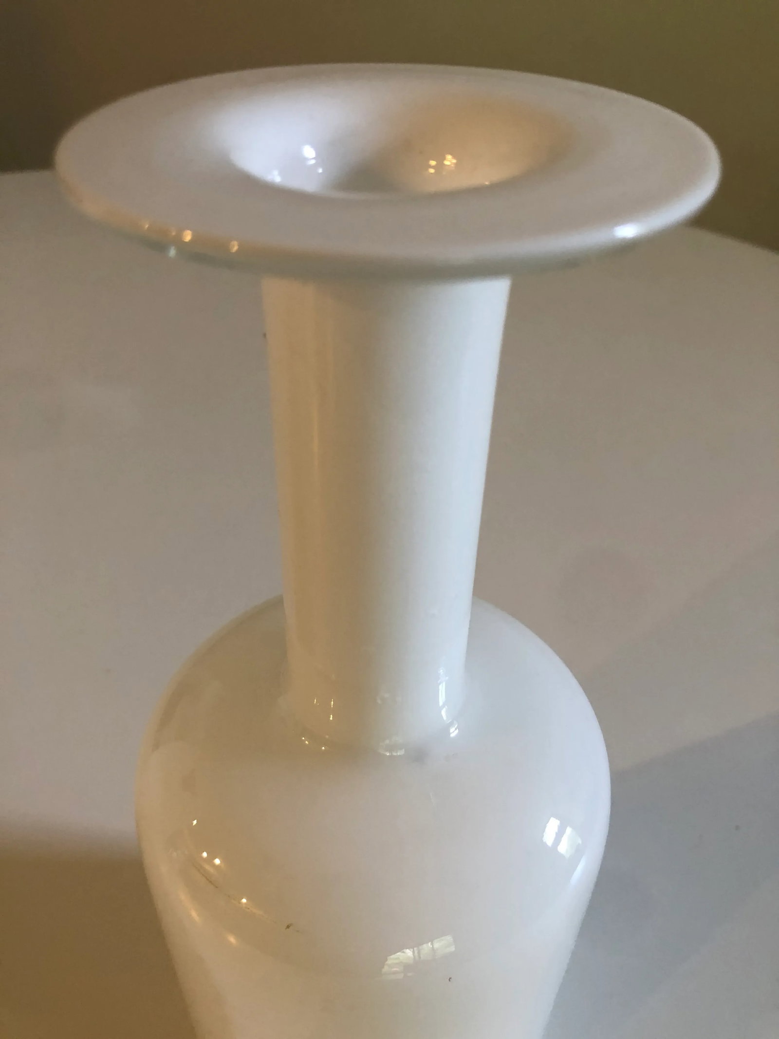 Vintage Holmegaard Kastrup Vase by Otto Brauer White Glass 10" - 5