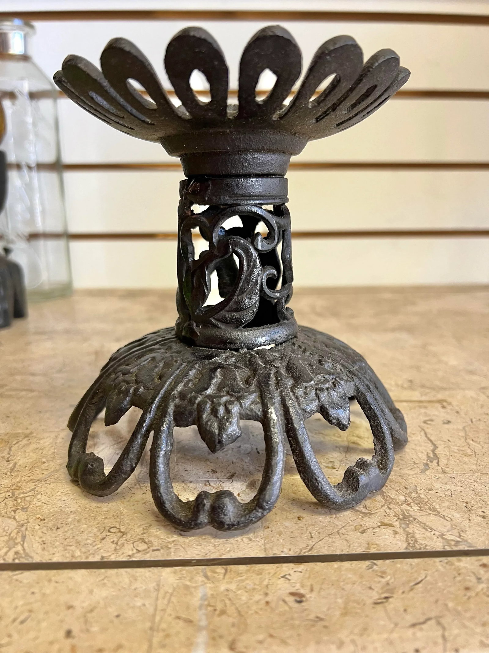 Vintage Cast Iron Candle Holder - 4