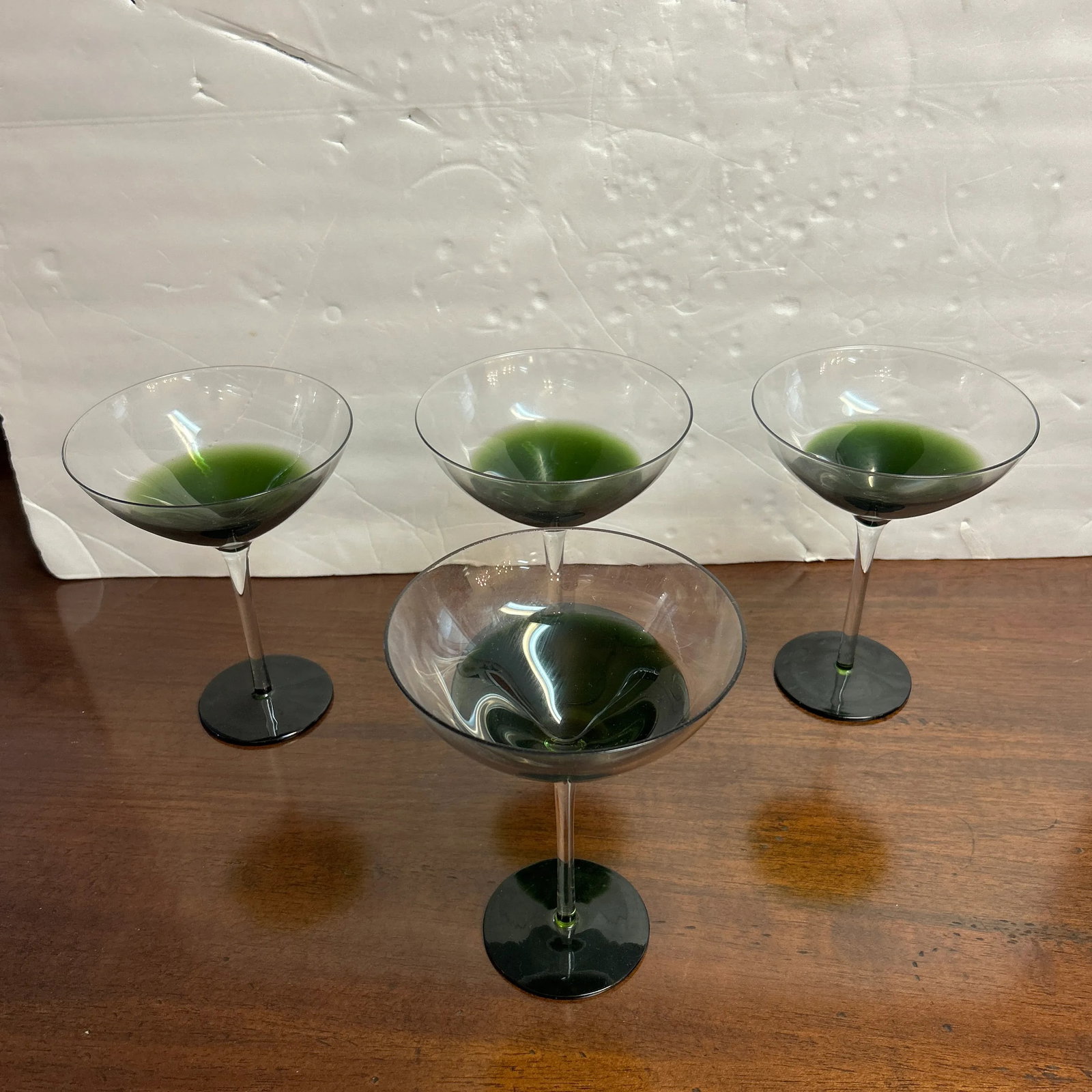 Green and Transparent Tall Stem Cocktail Glasses Set of 4 - 2