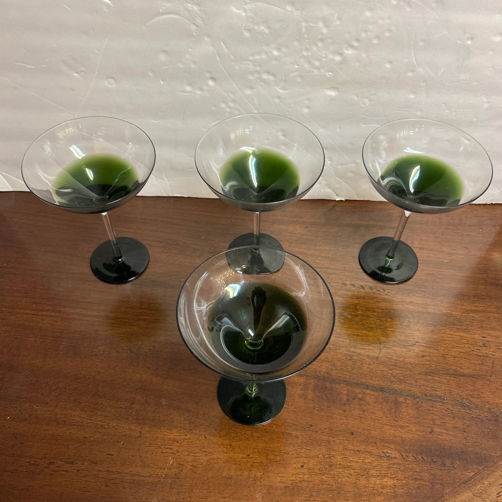 Green and Transparent Tall Stem Cocktail Glasses Set of 4 - 7