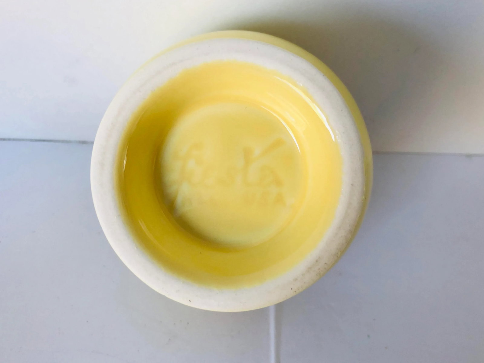 Fiesta Ware Yellow Sugar & Creamer Set Old Marks - 3