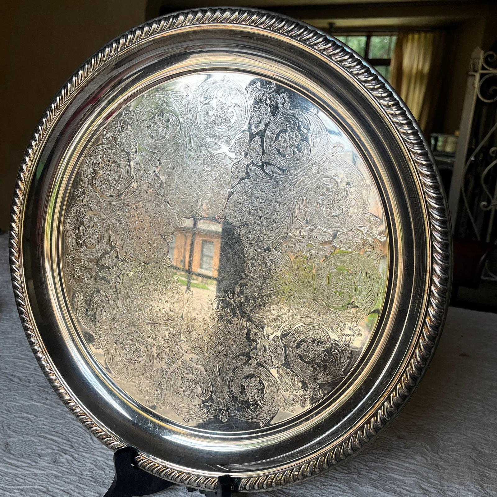Silverplated Newport Gorham Round Tray - 10