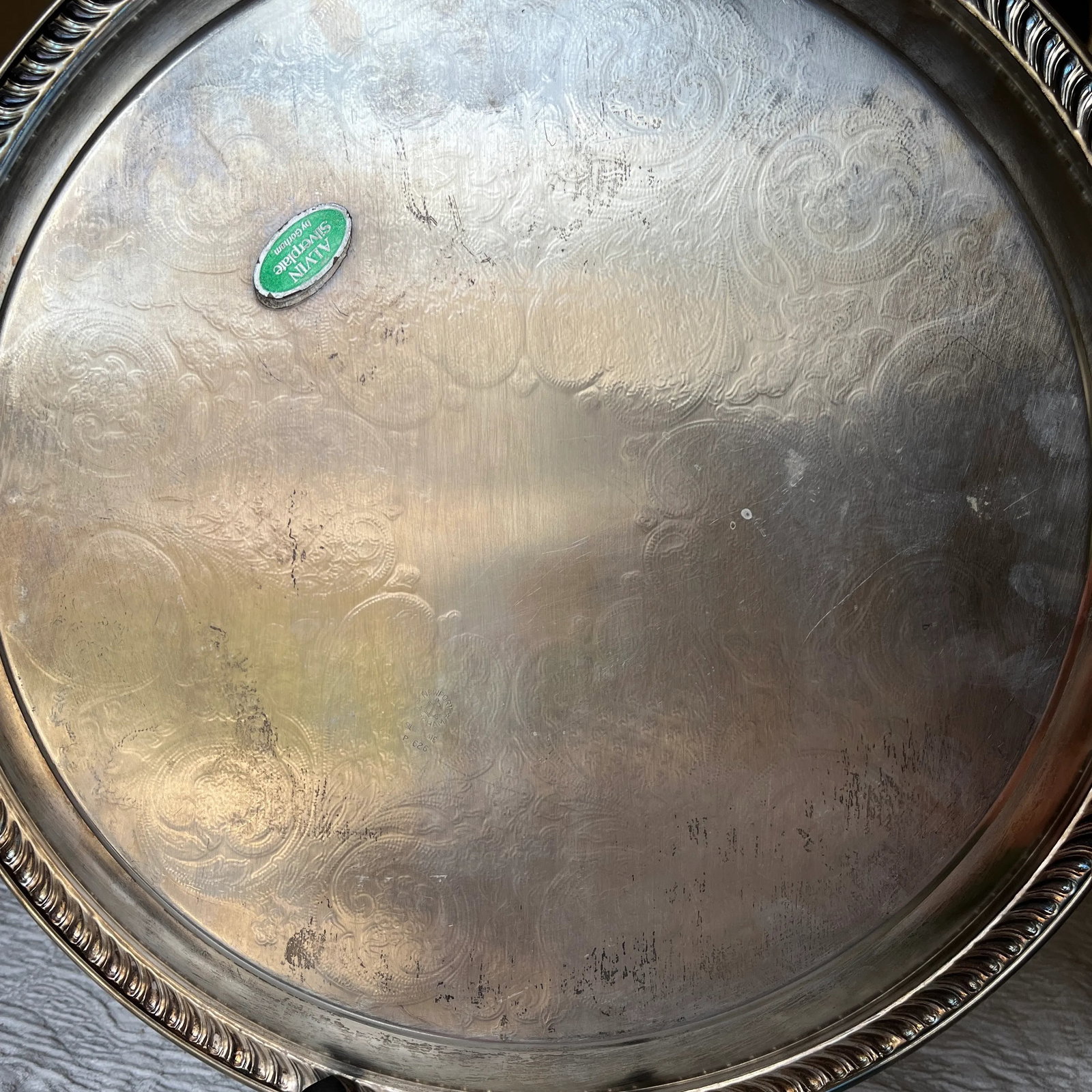Silverplated Newport Gorham Round Tray - 2