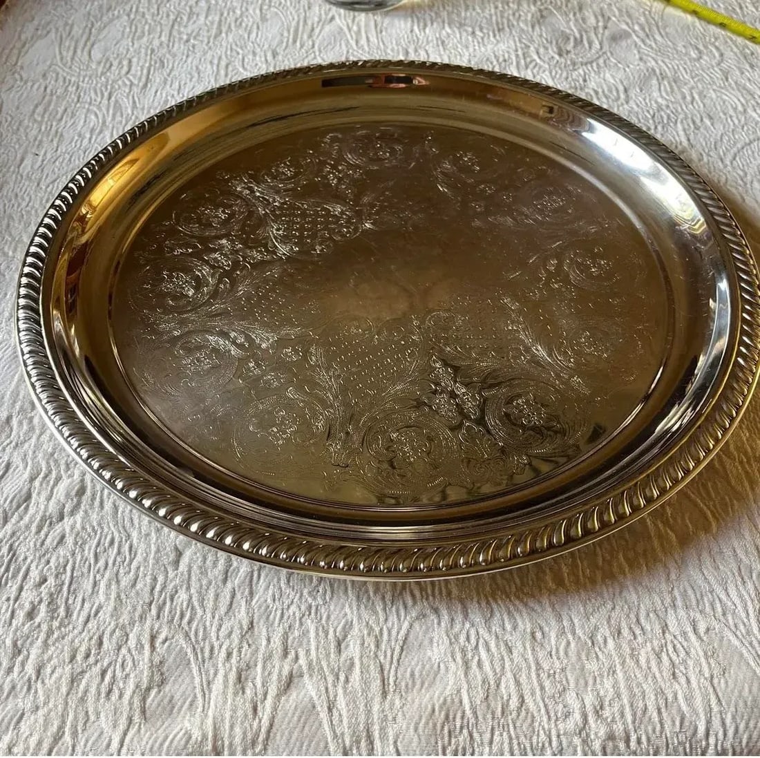 Silverplated Newport Gorham Round Tray - 4