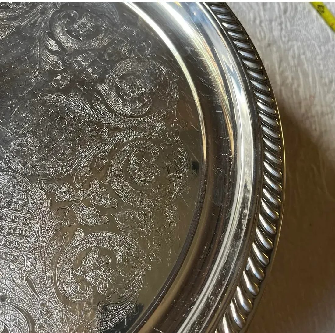 Silverplated Newport Gorham Round Tray - 7