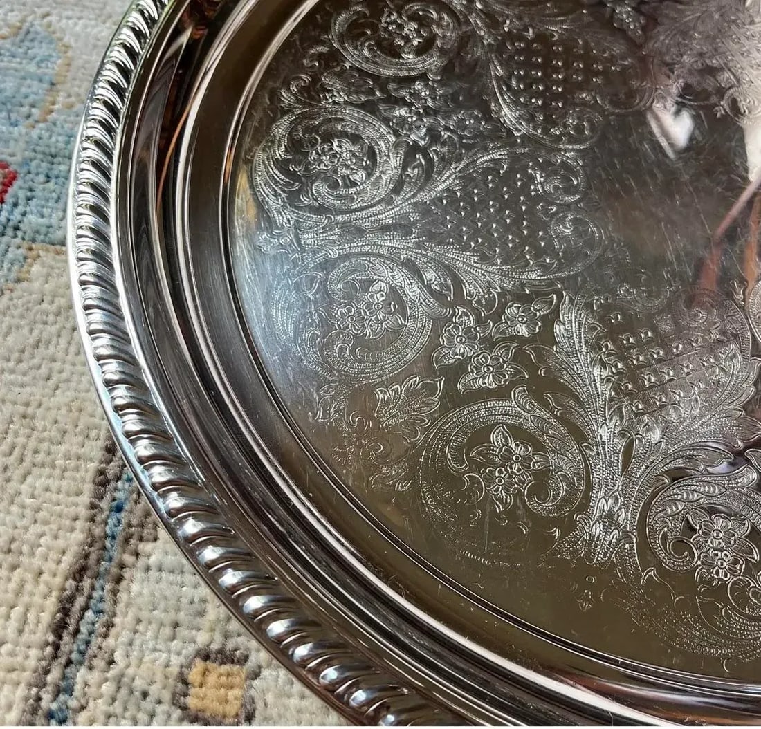 Silverplated Newport Gorham Round Tray - 8
