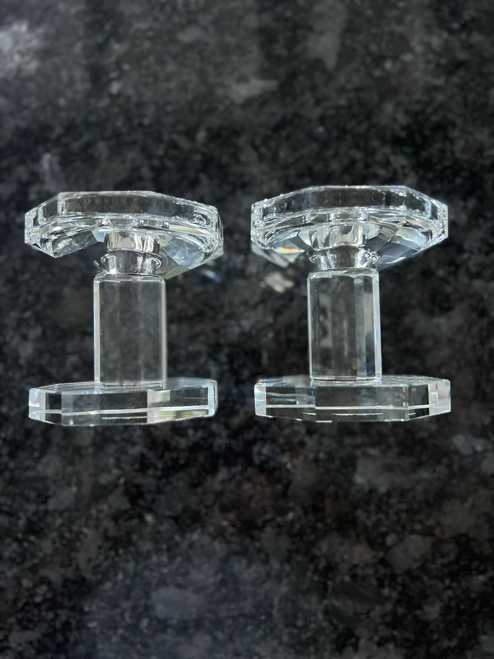 Vintage Oleg Cassini Crystal Candle Holders- a Pair - 2