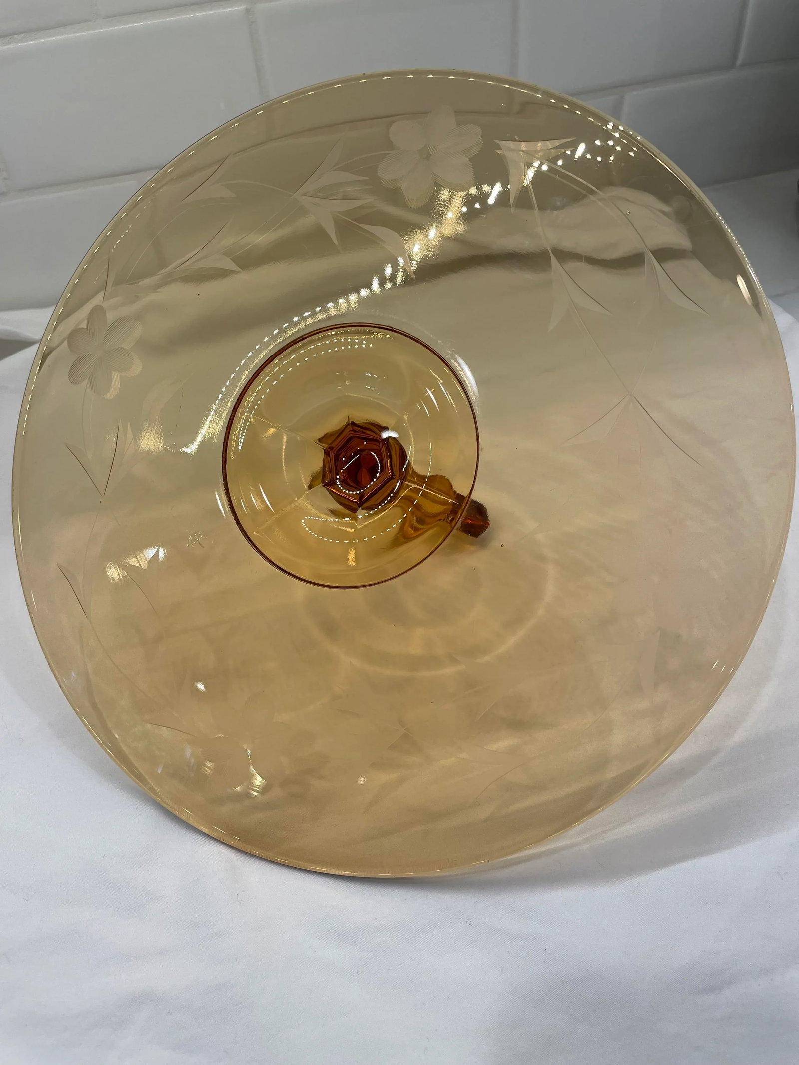 Mid-Century Modern Amber Glass Sandwich Tray - 4