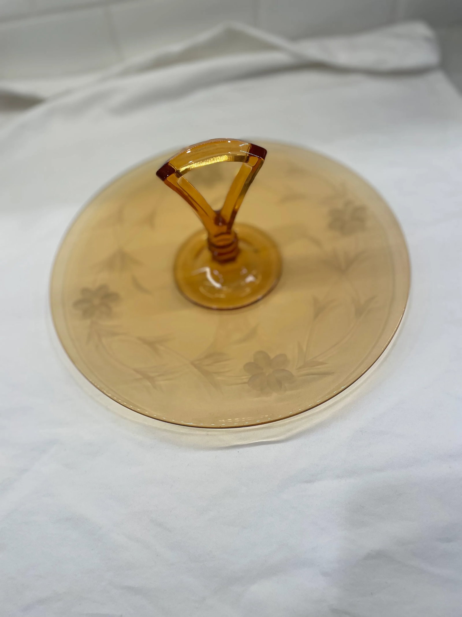 Mid-Century Modern Amber Glass Sandwich Tray - 6