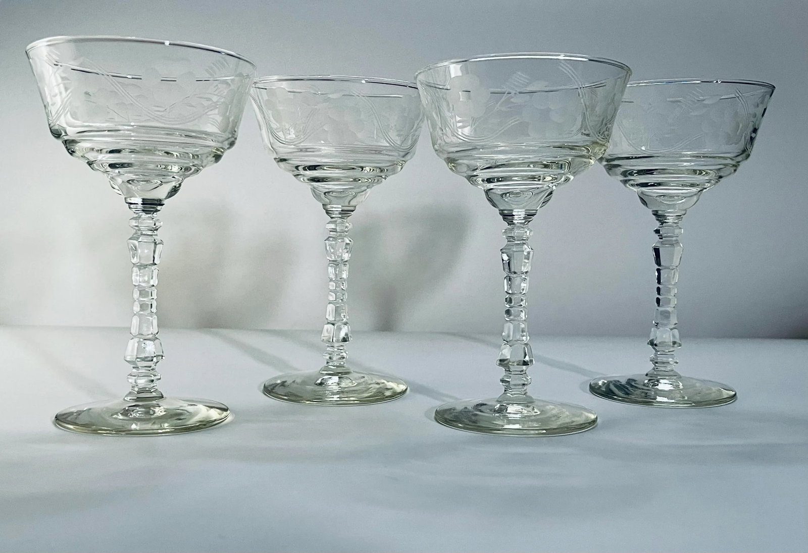 Mid 20th Century Libbey Rock Sharpe Champagne Coupes- Set of 4 - 2