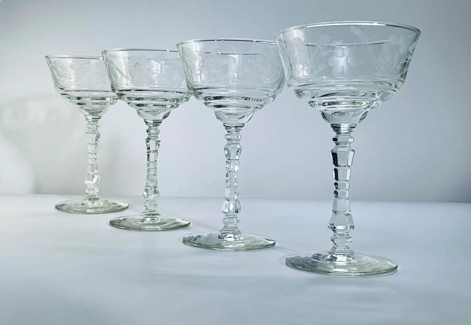 Mid 20th Century Libbey Rock Sharpe Champagne Coupes- Set of 4 - 4