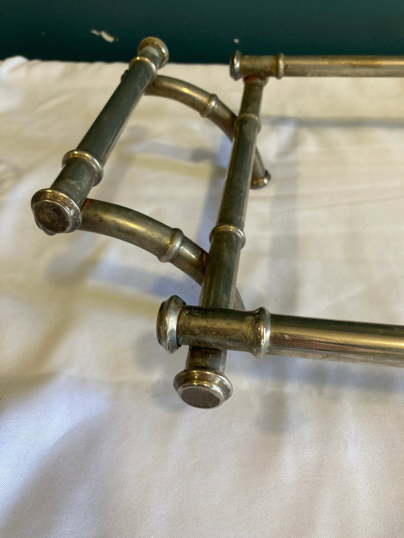 Vintage Faux Bamboo Metal Server - 2