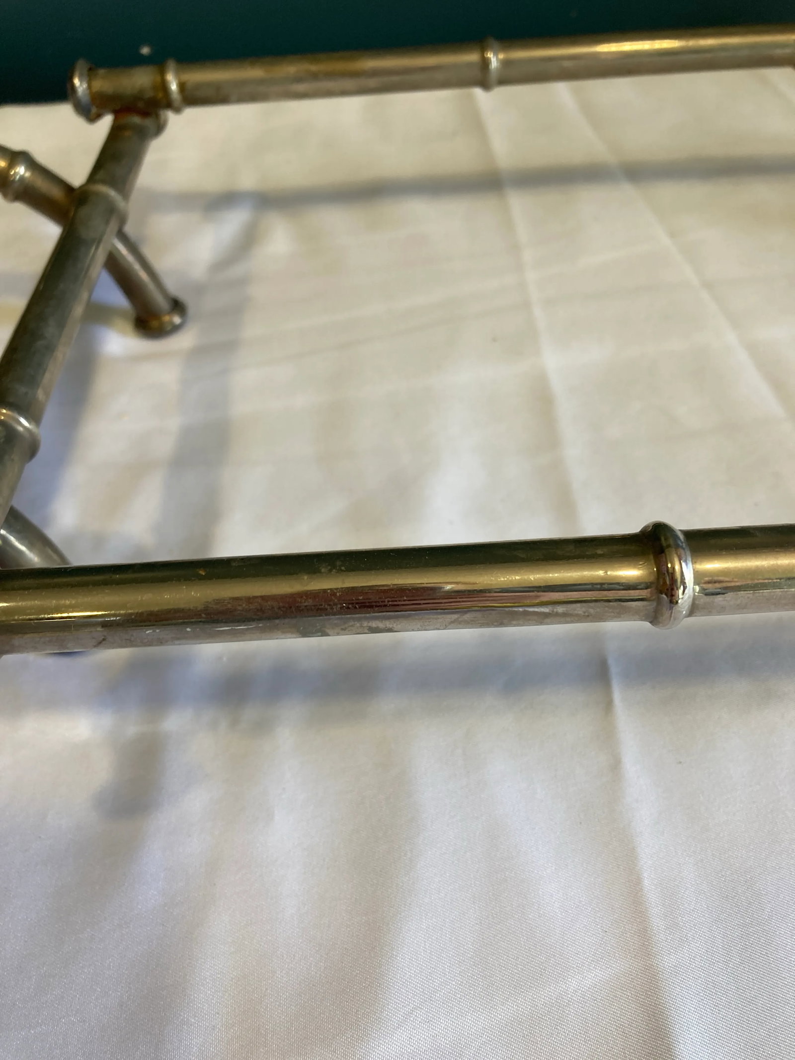 Vintage Faux Bamboo Metal Server - 3