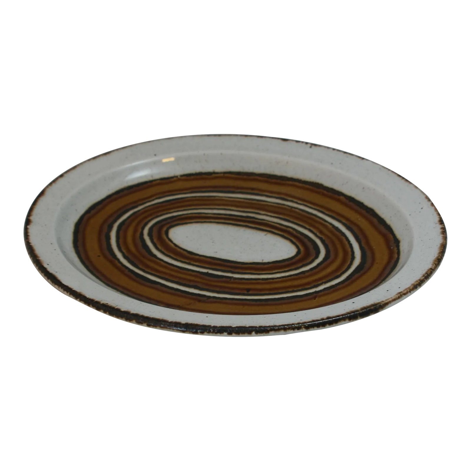 Mid Century English Stonehenge Midwinter Earth Brown & White Oval Platter: Vintage Stonehenge Midwinter Oval Serving Platter Made in England This oval serving platter is contemporary in design and is decorated with concentric circles in shades of brown and white. It has an