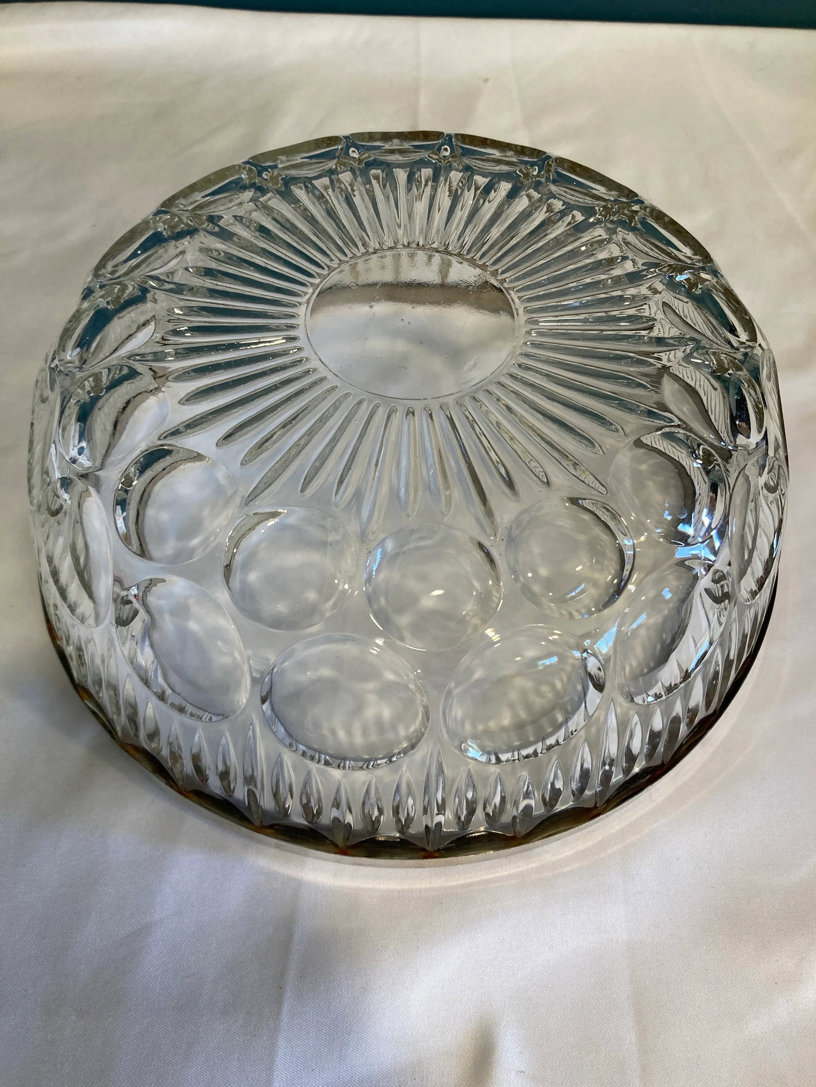 Vintage French Cut Glass Bowl With Silver Rim - 5