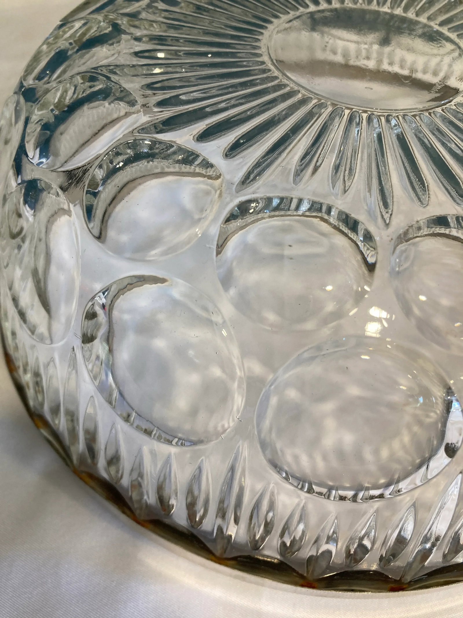 Vintage French Cut Glass Bowl With Silver Rim - 6