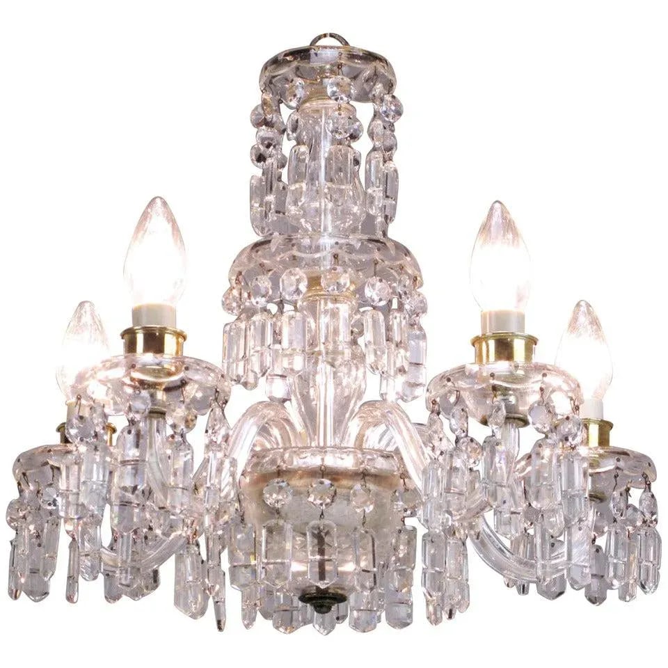 Lightolier Cut-Crystal Five-Arm Chandelier, Circa 1940s - 11