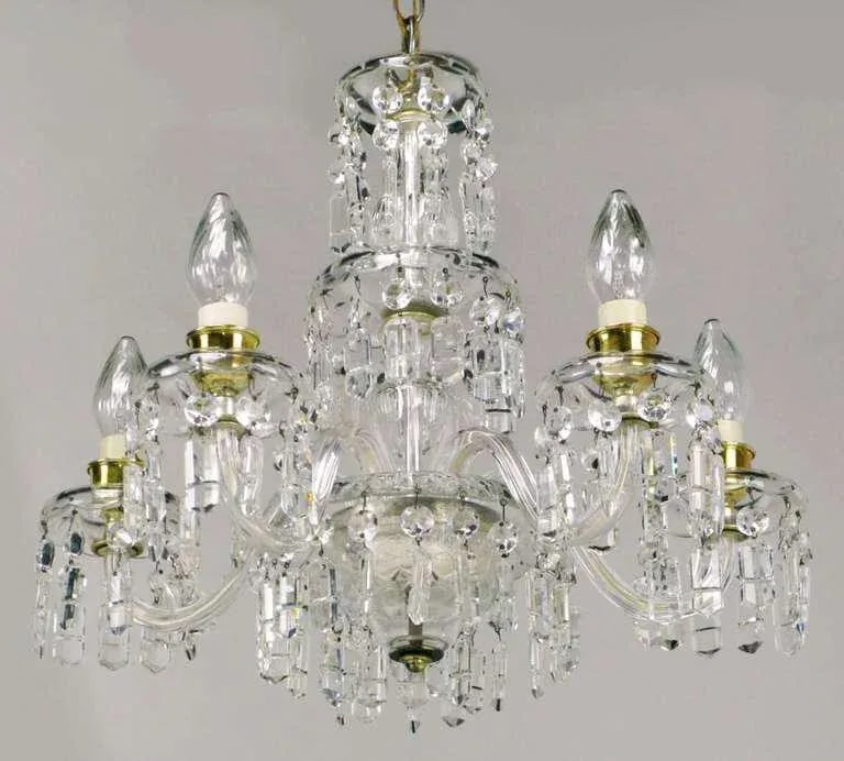 Lightolier Cut-Crystal Five-Arm Chandelier, Circa 1940s - 12